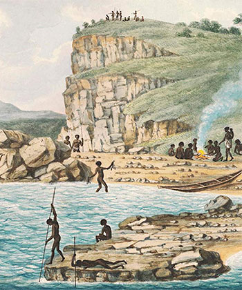 Etching of Aboriginal people in Australia in the late 1700